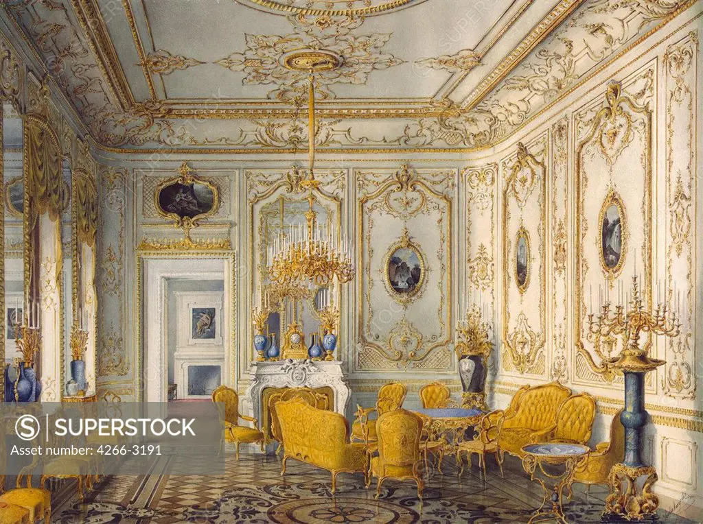 Stroganov palace by Jules Mayblum, Watercolour on paper, 1865, 19th century, Russia, St. Petersburg, State Hermitage, 39, 5x53
