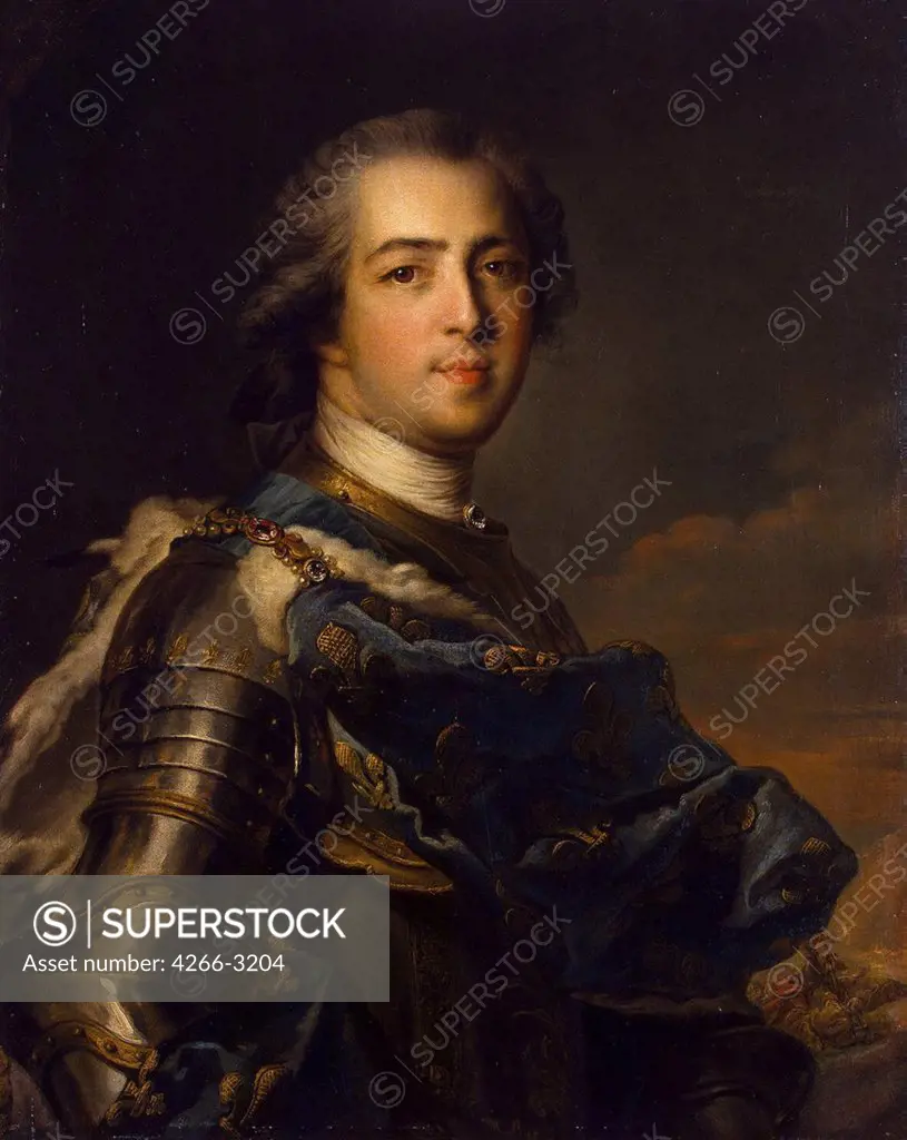 Portrait of King of France and Navarre Louis XV by Jean-Marc Nattier, oil on canvas, 1745, 1685-1766, Russia, St. Petersburg, State Hermitage, 80x64