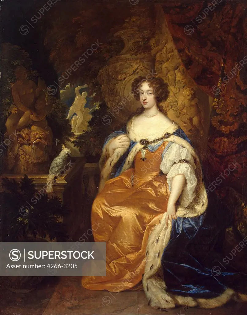 Portrait of queen Mary II Stuart by Caspar Netscher, oil on canvas, 1683, 1639-1684, Russia, St. Petersburg, State Hermitage, 81x64