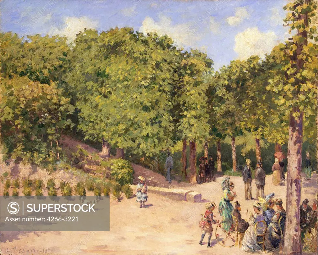 People in park by Camille Pissarro, oil on canvas, 1873, 1830-1903, Russia, St. Petersburg, State Hermitage, 59, 5x73, 3