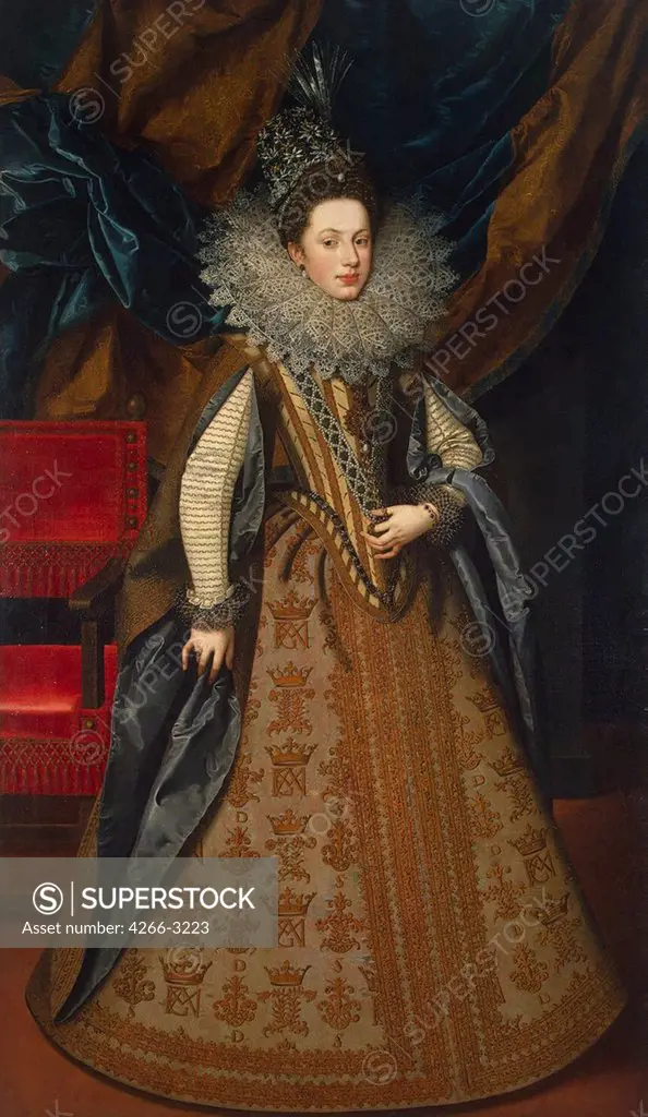 Portrait of Margaret of Savoy by Frans Pourbus the Younger, oil on canvas, 1608, 1569-1622, Russia, St. Petersburg, State Hermitage, 206, 5x116