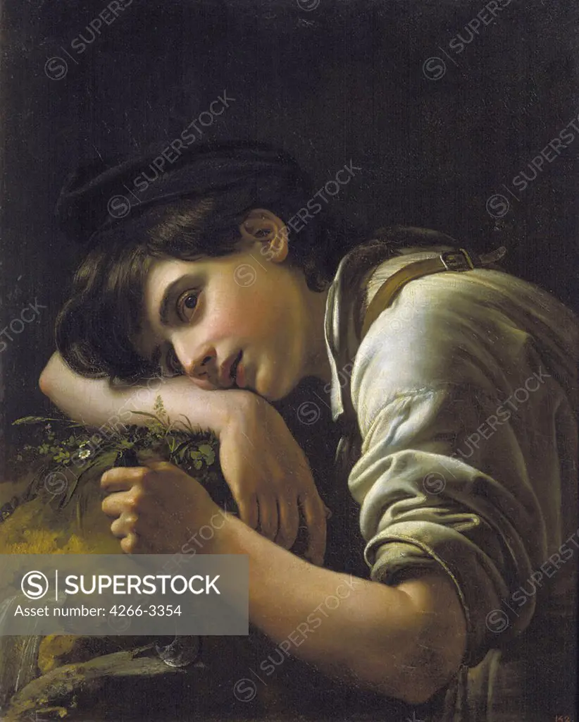 Portrait of teenage boy by Orest Adamovich Kiprensky, oil on canvas, 1817, 1782-1836, Russia, St. Petersburg, State Russian Museum