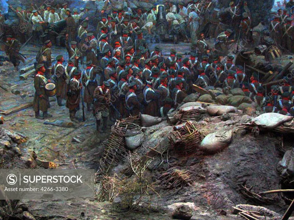 Battle of Sevastopol by Franz Roubaud, oil on canvas, 1904, 1856-1928, Ukraine, Sevastopol, State Museum of the Defense of Sevastopol 1854-1855