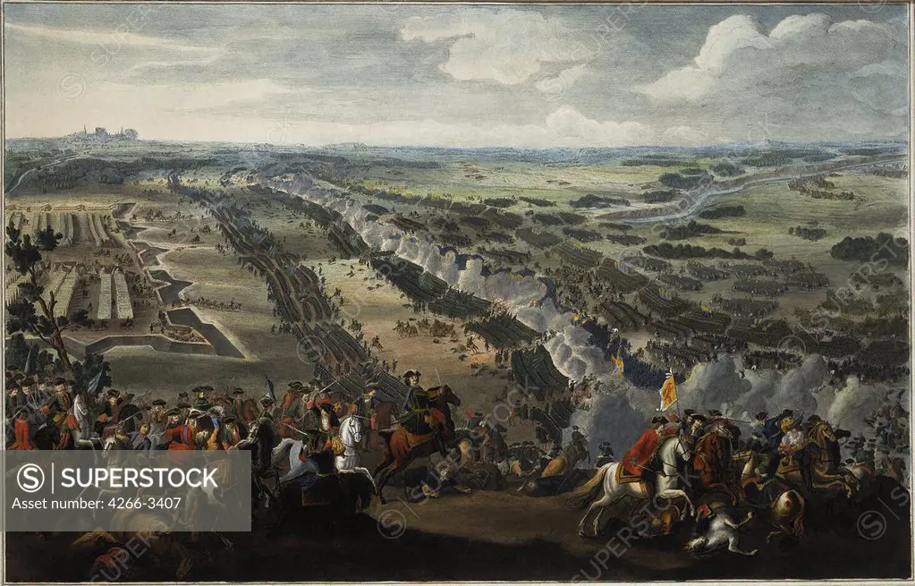 Great Northern War by Pierre-Denis II Martin, etching, watercolour, after 1724, 1663-1742, Russsia, St. Petersburg, State Hermitage, 61x79