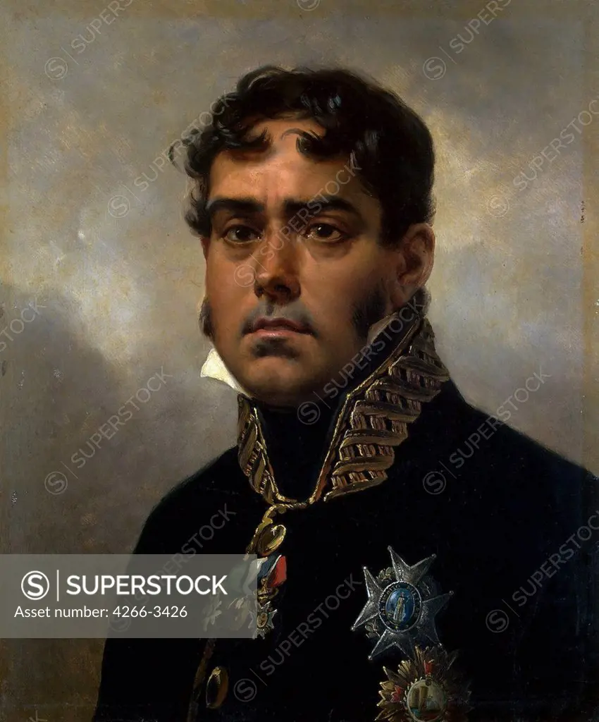 Portrait of spanish general Pablo Morillo by Horace Vernet, oil on canvas, 1820-1822, 1789-1863, Russia, St. Petersburg, State Hermitage, 55x46