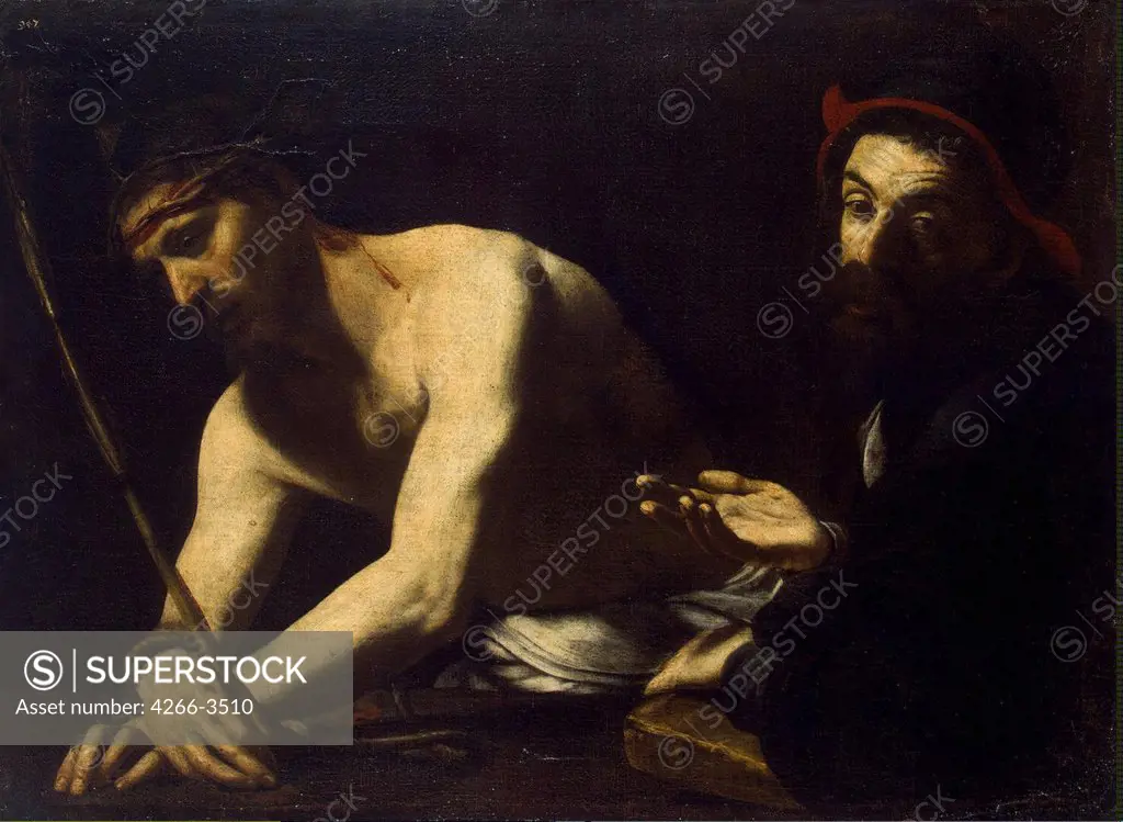 Suffering Jesus by Giovanni Battista Caracciolo, Oil on canvas, 1615 - 1620, 1578-1635, Russia, St. Petersburg, State Hermitage, 73x103