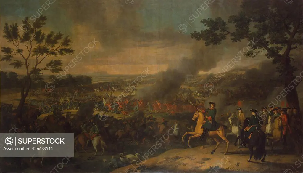 Schwedish Army by Louis Caravaque, Oil on canvas, 1717-1718, 1684-1754, Russia, St. Petersburg, State Hermitage, 281x487