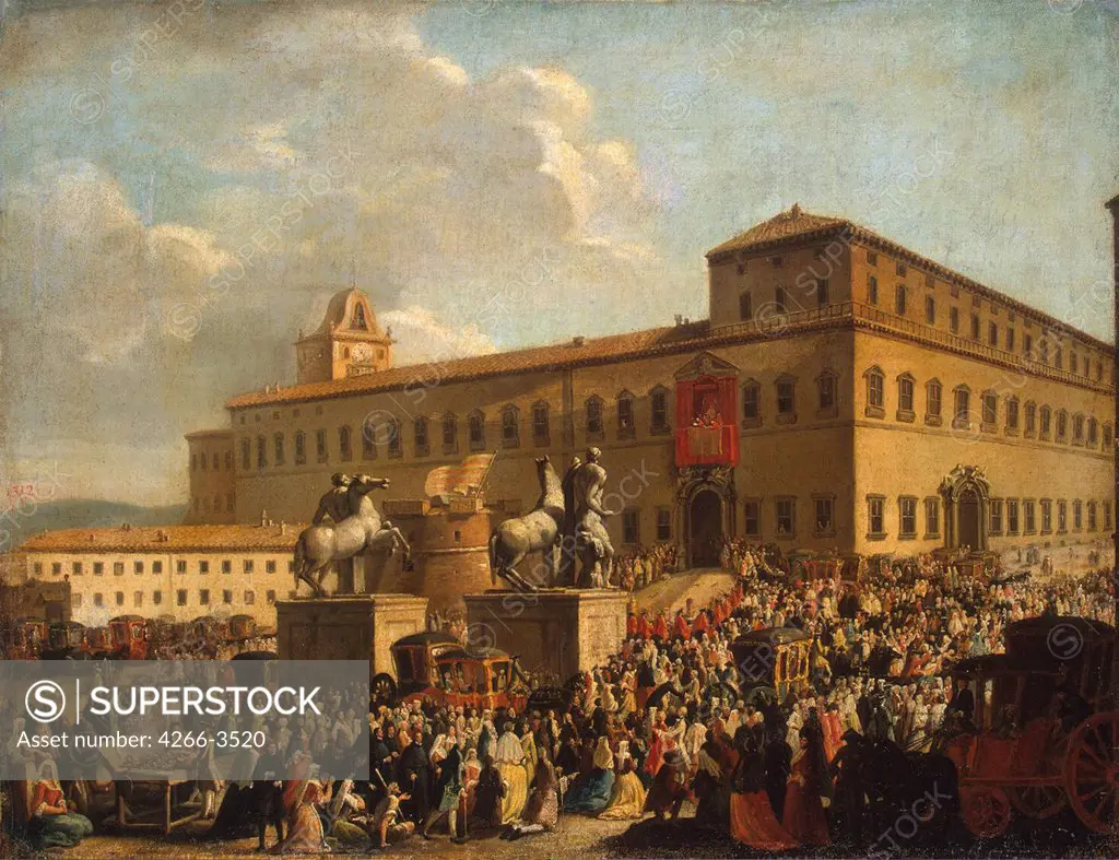 Palazzo del Quirinale in Rome by Antonio Cioci, Oil on canvas, 1767, 1722-1792, Russia, St. Petersburg, State Hermitage, 74, 5x96, 5