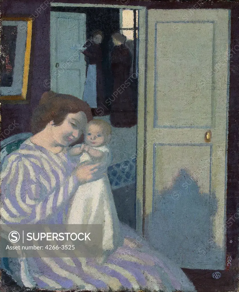 Mother holding her daughter by Maurice Denis, Oil on canvas, 1895, 1870-1943, Russia, St. Petersburg, State Hermitage, 45x38, 5