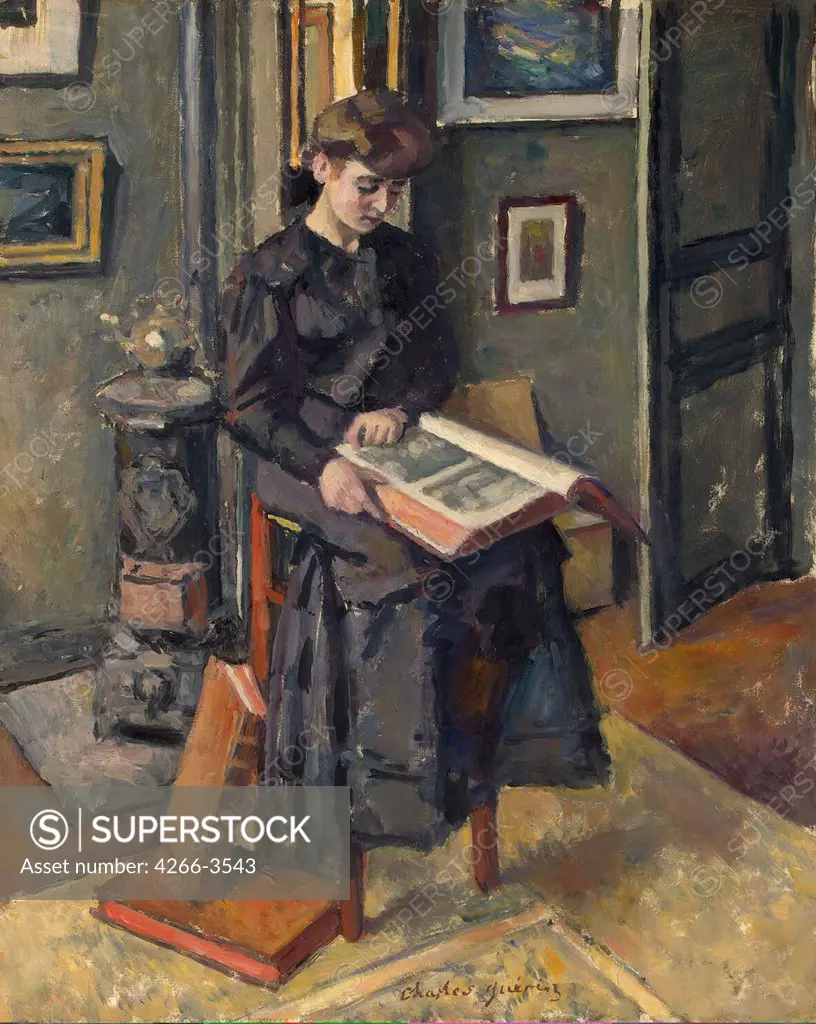 Reading woman by Charles Guerin, Oil on canvas, circa 1906, 1875-1939, Russia, St. Petersburg, State Hermitage, 73, 5x59