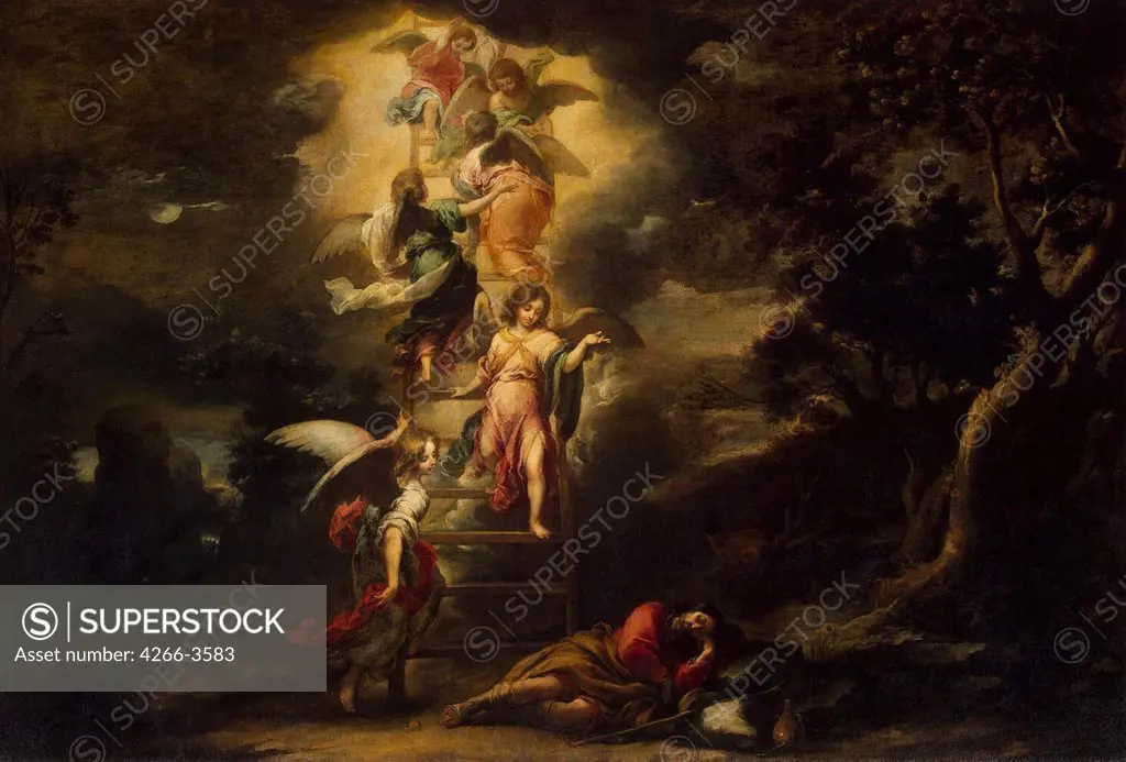 Jacob's Ladder by Bartolome Esteban Murillo, Oil on canvas, circa 1665, Baroque, 1617-1682, Russia, St. Petersburg, State Hermitage, 246x360