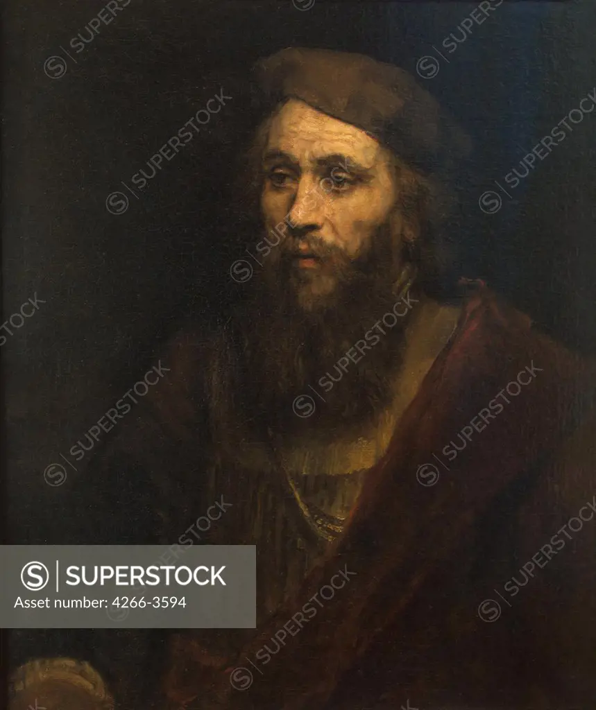 Portrait of man by Rembrandt van Rhijn, Oil on canvas, 1661, 1606-1669, Russia, St. Petersburg, State Hermitage, 71x61