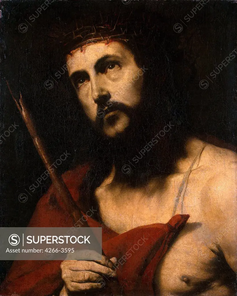 Christ in crown of thorns by Jose de Ribera, Oil on canvas, Between 1632 and 1634, 1591-1652, Russia, St. Petersburg, State Hermitage, 57x46