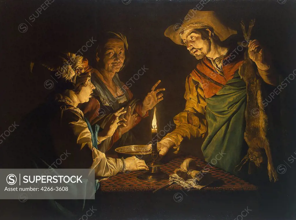 Esau and Jacob by Matthias Stomer, Oil on canvas, 1640s, circa 1600-after 1650, Russia, St. Petersburg, State Hermitage, 118x164