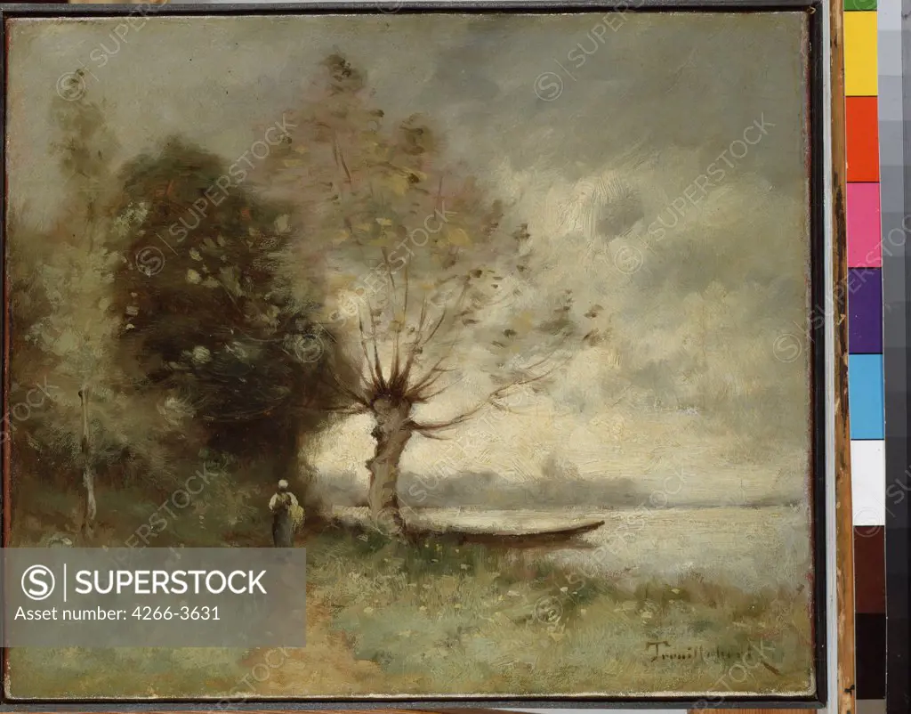 Landscape by Paul Desire Trouillebert, Oil on canvas, 1893, 1829-1900, Russia, St. Petersburg, State Hermitage, 29x34