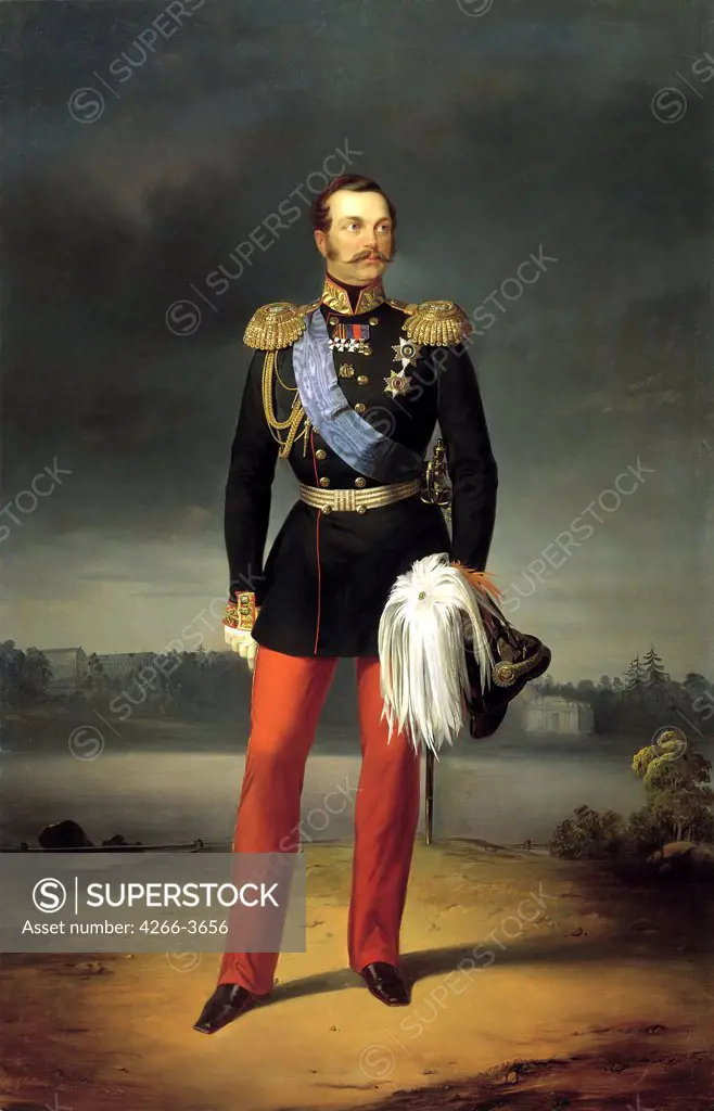Portrait of Alexander II by Yegor Bottman, Oil on canvas, 1856, 18..-1891, Russia, St. Petersburg, State Russian Museum, 265x172