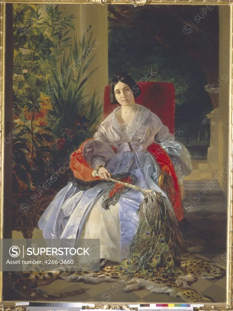 Portrait of Elisabeta Alexandrovna Stroganova by Karl Pavlovich Briullov, Oil on canvas, 1841, 1799-1852, Russia, St. Petersburg, State Russian Museum, 200x142