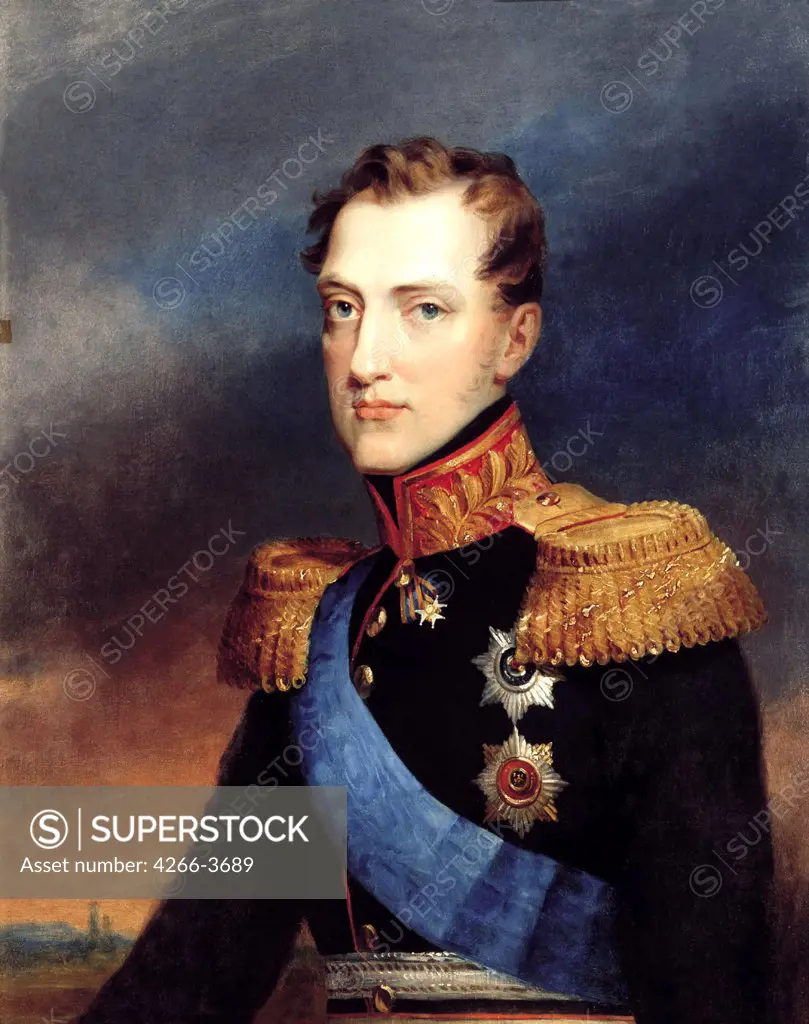 Portrait of Emperor Nicholas I by Wilhelm August Golicke, Oil on canvas, 1820s, 1802-1848, Russia, Novgorod, State Open-air Museum of History and Architecture Novgorodian Kremlin, 84x67