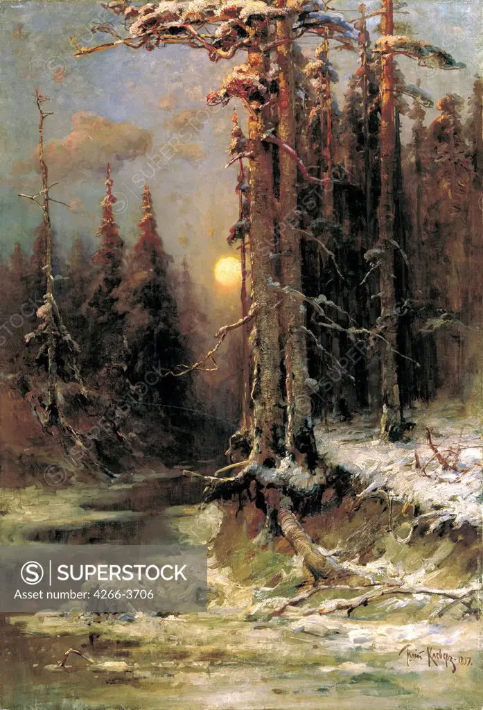 Stream in forest by Juli Julievich von Klever (Julius), Oil on canvas, 1889, 1850-1924) Irkutsk, State Art Museum, 143x104