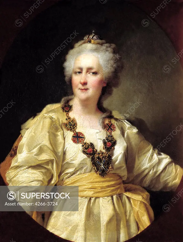 Portrait of Empress Catherine II by Dmitri Grigorievich Levitsky, Oil on canvas, 1794, 1735-1822 Russia, Novgorod, State Open-air Museum of History and Architecture Novgorodian Kremlin, 48x38