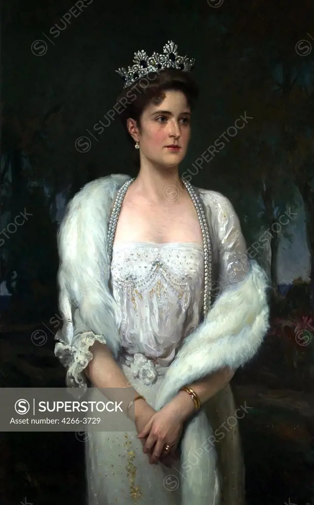 Portrait of Empress Alexandra Fyorodovna by Alexander Vladimirovich Makovsky, Oil on canvas, 1915, 1869-1924, Russia, Moscow, State History Museum, 114x76