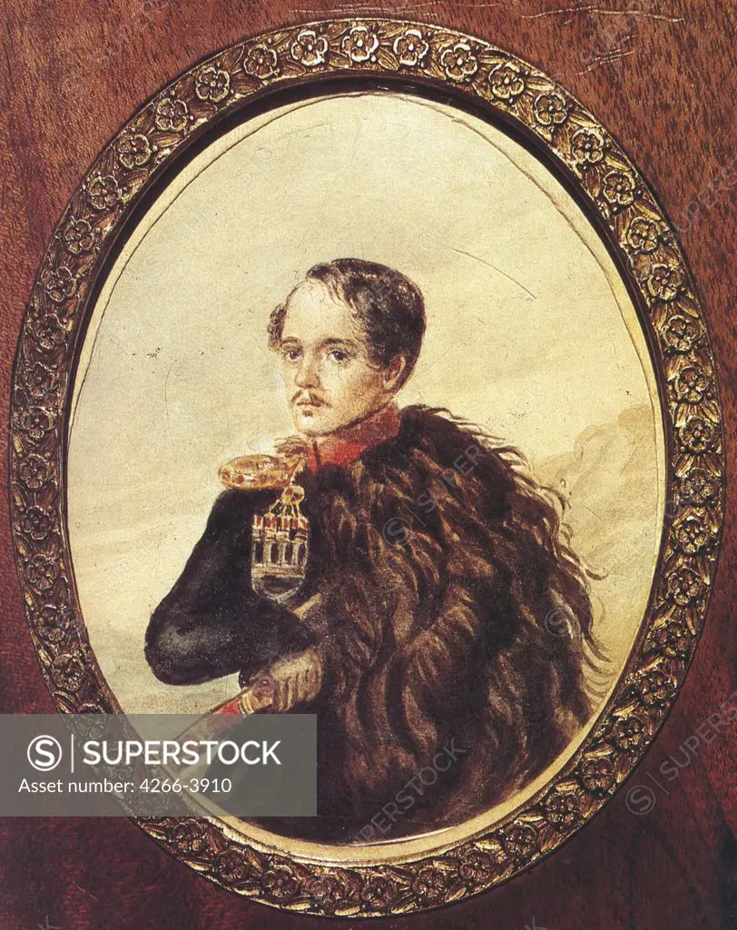 Self- portrait by Mikhail Yuryevich Lermontov, Watercolor on paper, 1837, 1814-1841, Institut of Russian Literature IRLI (Pushkin-House), St Petersburg