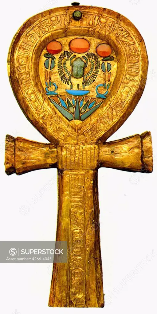 Key of life, Gold, wood, gems, 14th century BC, Egypt, Cairo, The Egyptian Museum, H 27