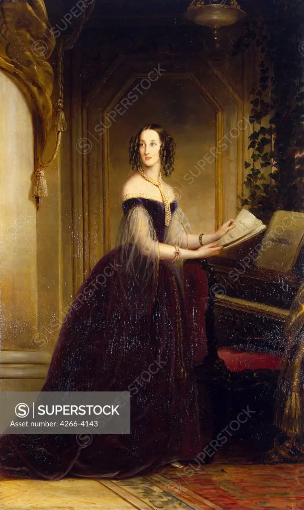 Portrait of Grand Duchess Maria Nikolaevna by Christina Robertson, oil on canvas, 1841, 1796-1854, Russia, St. Petersburg, State Hermitage, 249x151