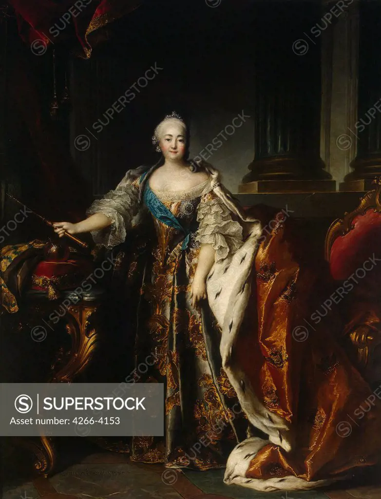 Portrait of empress Elisabeth Petrovna by Louis Tocque, oil on canvas, 1758, 1696-1772, Russia, St. Petersburg, State Hermitage, 262x204
