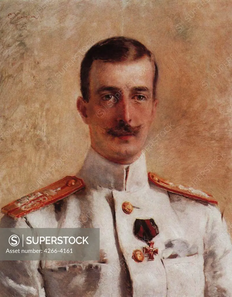 Portrait of Grand duke Cyril Vladimirovich by Konstantin Yegorovich Makovsky, oil on canvas, 1880s, 1839-1915, Private Collection, 60x49