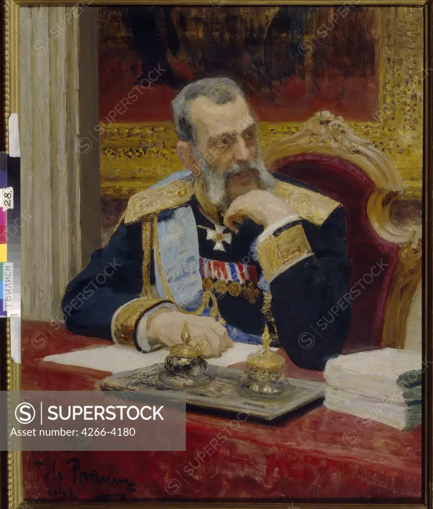Portrait of Grand Duke Vladimir Alexandrovich by Ilya Yefimovich Repin, oil on canvas, 1910, 1844-1930, Georgia, Tiflis, State Georgian Art Museum, 111x90