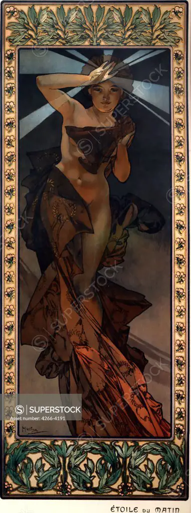 Poster with naked woman by Alfons Marie Mucha, colour lithograph, 1902, 1860-1939, Private Collection
