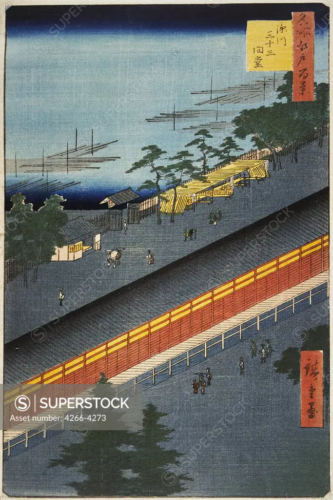 Japanese illustration by Utagawa Hiroshige, colour woodcut, 1856-1858, 1797-1858, Russia, St. Petersburg, State Hermitage, 24x36