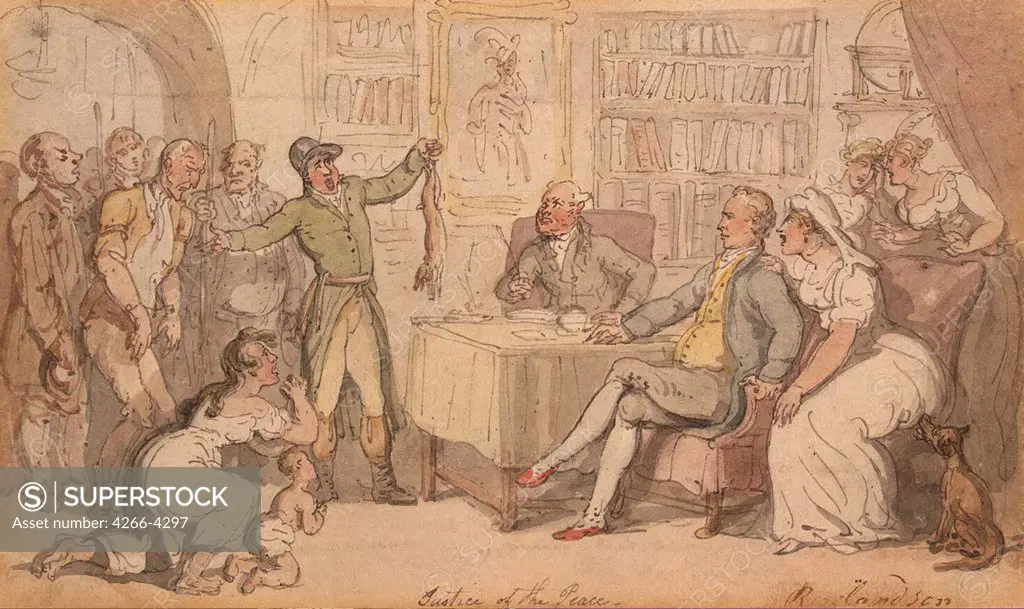 Court by Thomas Rowlandson, watercolor on paper, 1790, 1756-1827, Russia, St. Petersburg, State Hermitage, 11, 6x19, 5