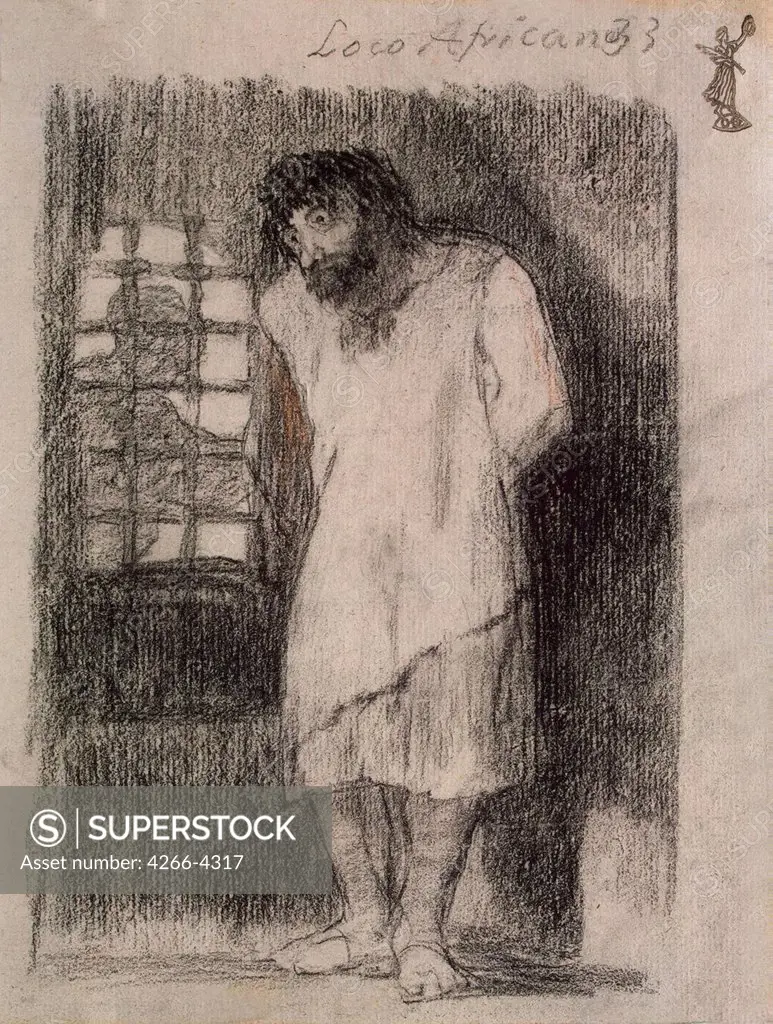 Prisoner by Francisco de Goya, pencil on paper, between 1824 and 1828, 1746-1828, Russia, St. Petersburg, State Hermitage, 19, 2x14, 8