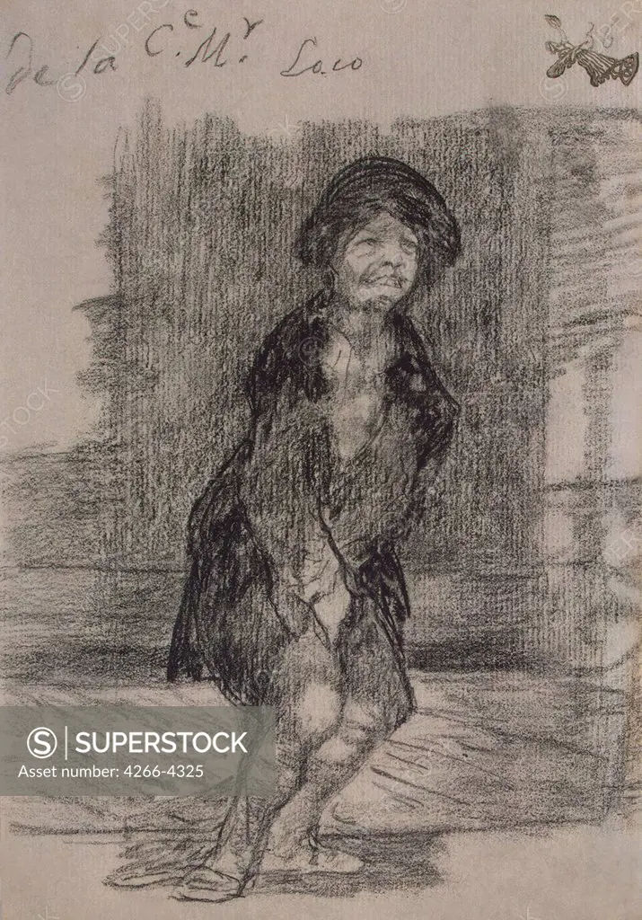 Illustration with standing man by Francisco de Goya, pencil on paper, between 1824 and 1828, 1746-1828, Russia, St. Petersburg, State Hermitage, 19, 3x13, 5