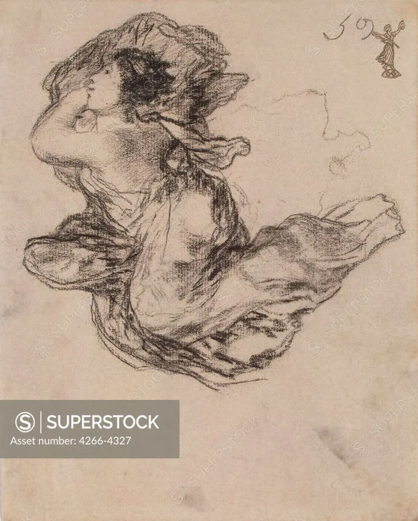 Flying woman by Francisco de Goya, between 1824 and 1828, 1746-1828, Russia, St. Petersburg, State Hermitage, 19, 1x15, 4