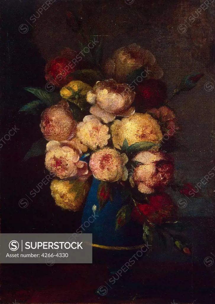Still life with flowers by Henri Fantin-Latour, oil on canvas, 1864, 1836-1904, Russia, St. Petersburg, State Hermitage, 46, 6x33, 5