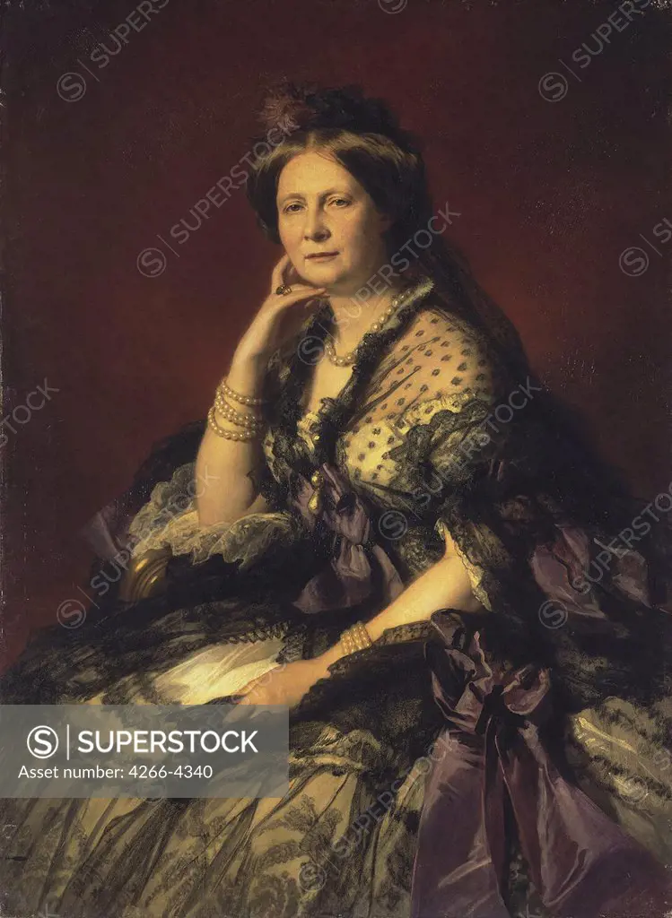 Portrait of Elena Pavlovna by Franz Xavier Winterhalter, oil on canvas, 1862, 1805-1873, Russia, St. Petersburg, State Hermitage, 123x89, 5