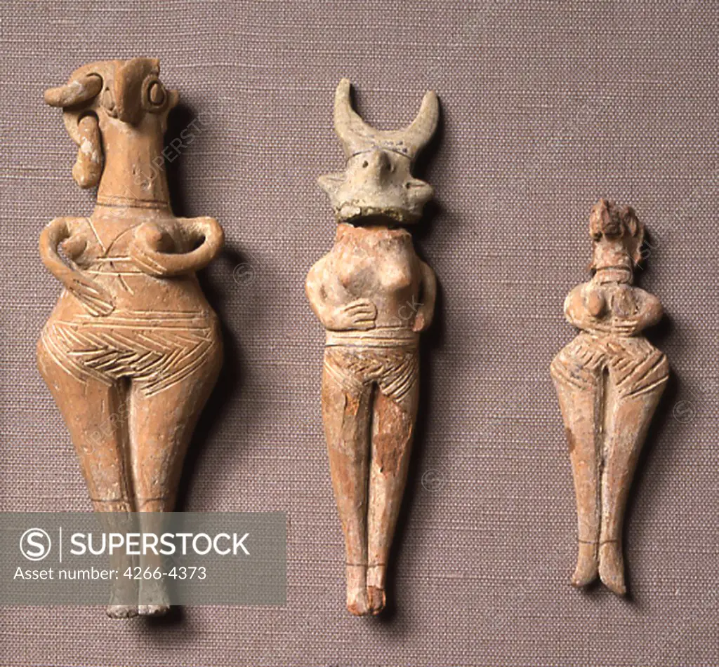 Anthropomorphic figures from Russian Forest Cultures by anonymous artist, clay, 4th-3rd millennium BC, Russia, Moscow, State History Museum