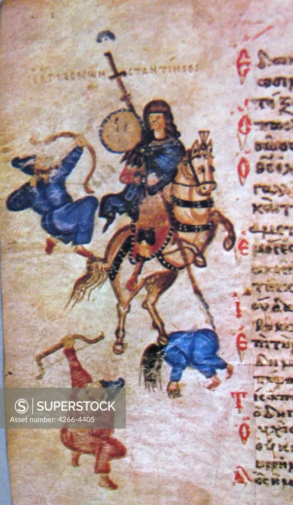 Book illustration by Byzantine Master, Gouache on parchment, circa 850, Russia, Moscow, State History Museum, 19, 5x15