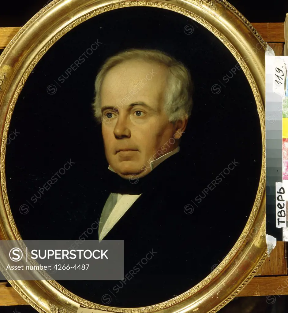 Portrait of Fyodor Iordan by Sergei Konstantinovich Zaryanko, Oil on canvas, after 1854, 1818-1870, Russia, Tver, Regional Art Gallery,