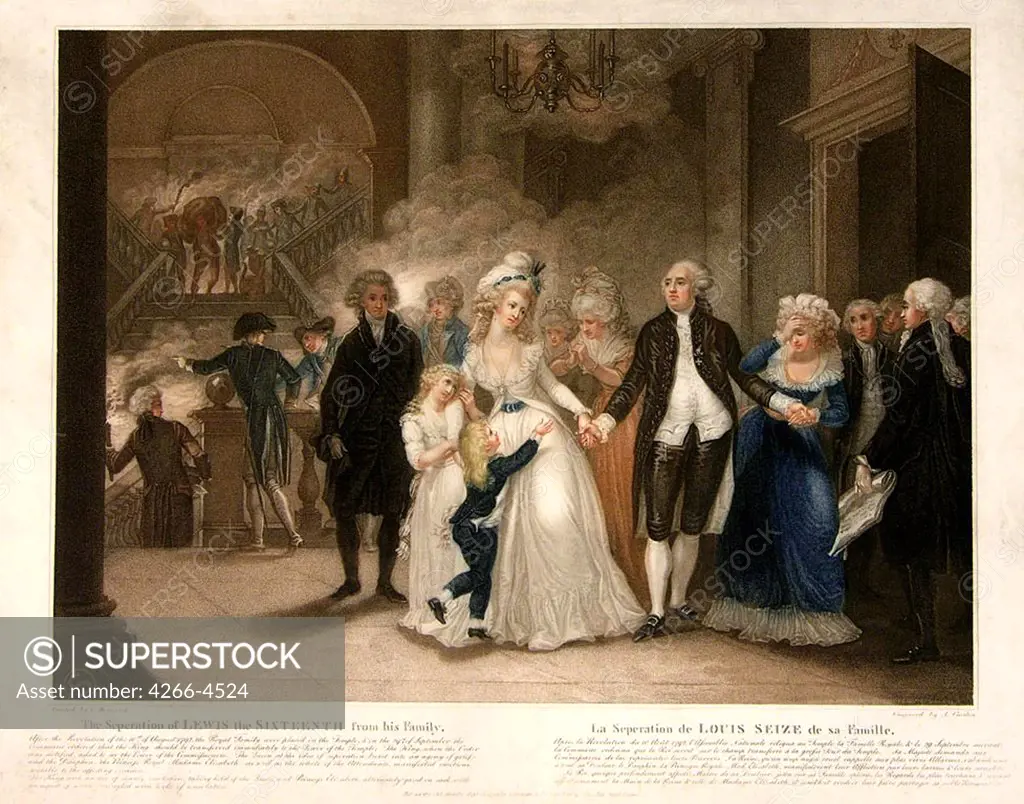Marie Antoinette with her family by Luigi Schiavonetti, Etching, watercolor, Rococo, 1794, 1765-1810, Rybinsk, State Museum of History, Architecture and Art, 1794 39, 3x49, 3