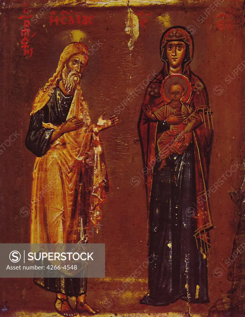Russian icon with Virgin Mary and Jesus Christ by anonymous painter, tempera on panel, 13th century, Egypt, Mount Sinai, Saint Catherine's Monastery, 23x18, 5