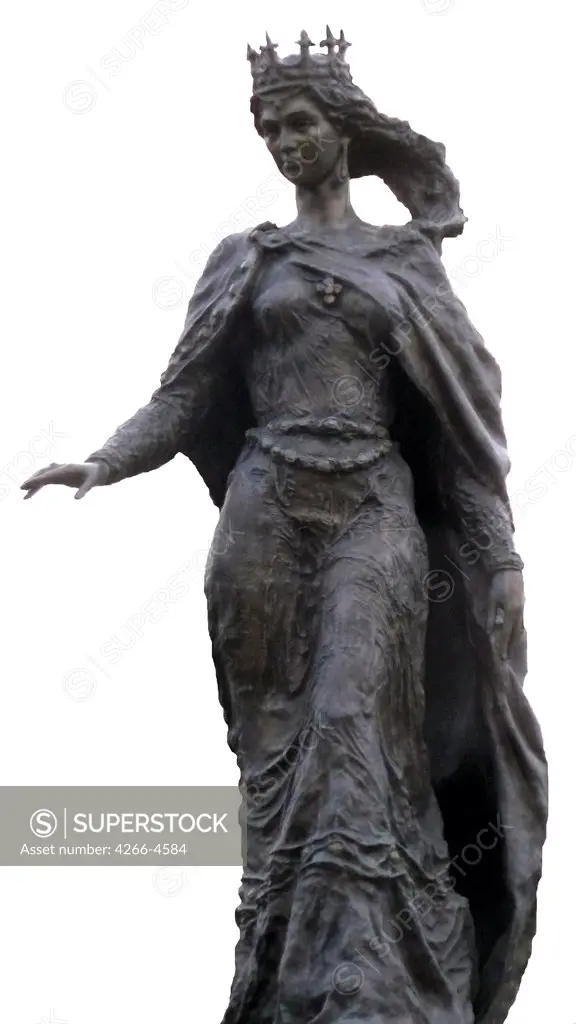 Statue of Anne of Kiev by Valentin Ivanovich Znoba, bronze, 2004-2005, 1929-2006, France, Oise, Senlis