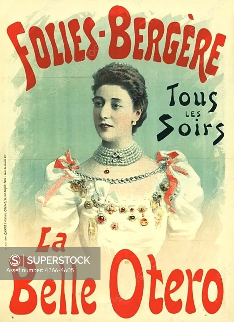 La Belle Otero by Jules Cheret, Colour lithograph, 1894, Art Nouveau France Poster and Graphic design Poster, 1836-1932, Private Collection