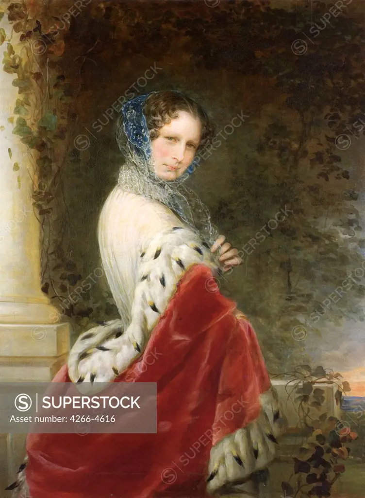 Portrait of Empress Alexandra Fyodorovna by Christina Robertson, Oil on canvas, 1852, 1796-1854, Russia, St. Petersburg, State Open-air Museum Pavlovsk Palace,