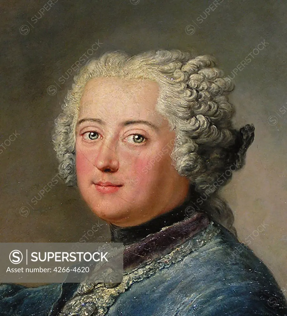 Portrait of Frederick Great by Antoine Pesne, Oil on canvas, circa1740, Rococo, 1683-1757, Russia, St. Petersburg, State Hermitage,
