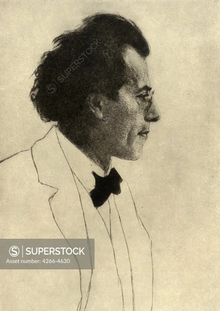 Portrait of Gustav Mahler by Emil Orlik, Etching, 1903, Realism, 1870-1932, Private Collection, 30, 8x20, 2