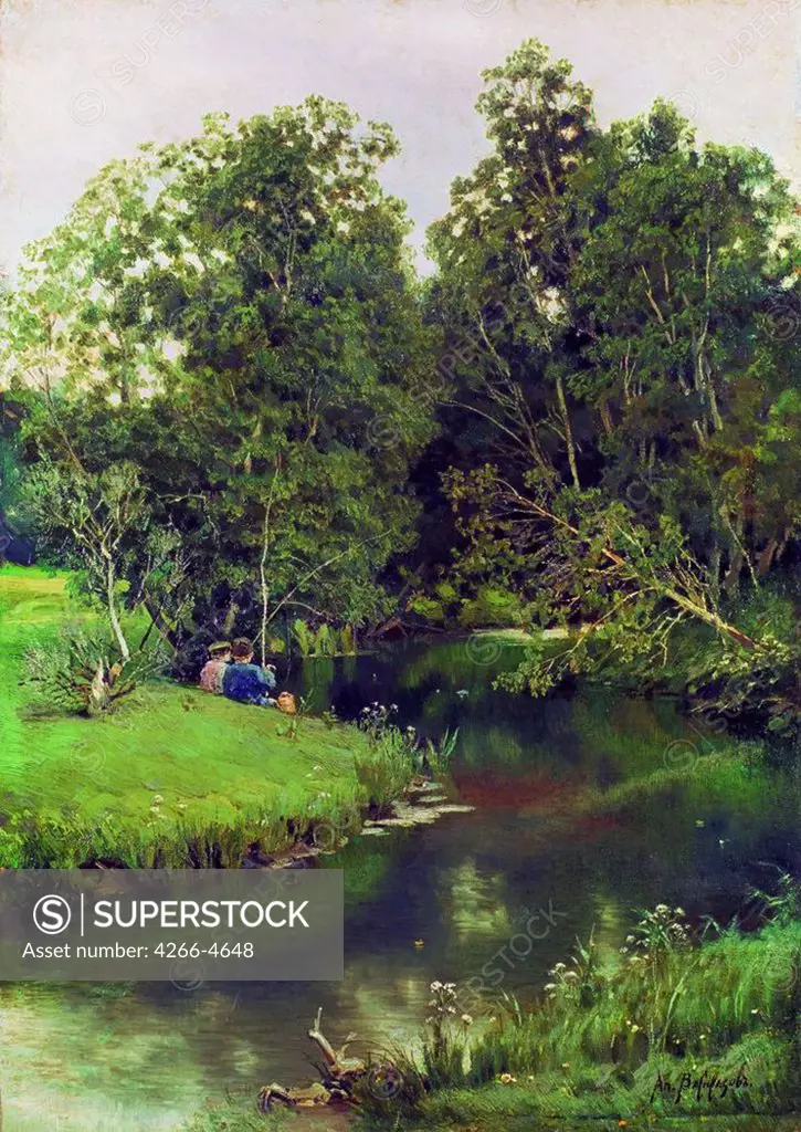 River Landscape by Appolinari Mikhaylovich Vasnetsov, Oil on canvas, 1886-1887, 1856-1933, Russia, Moscow, State Tretyakov Gallery, 49x35